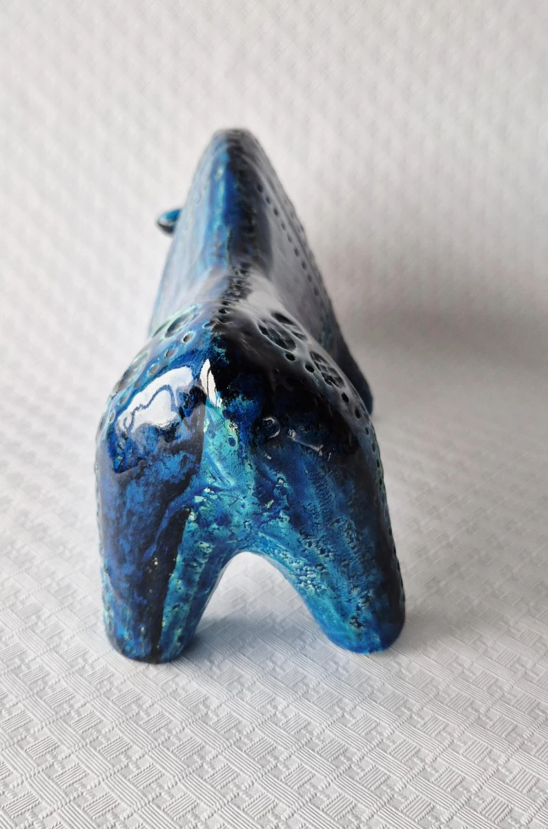 Blauwe keramische stier Bitossi - foto 5