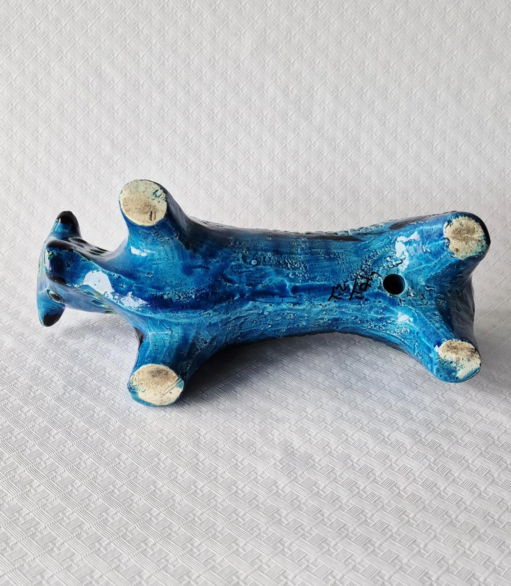 Blauwe keramische stier Bitossi - foto 3