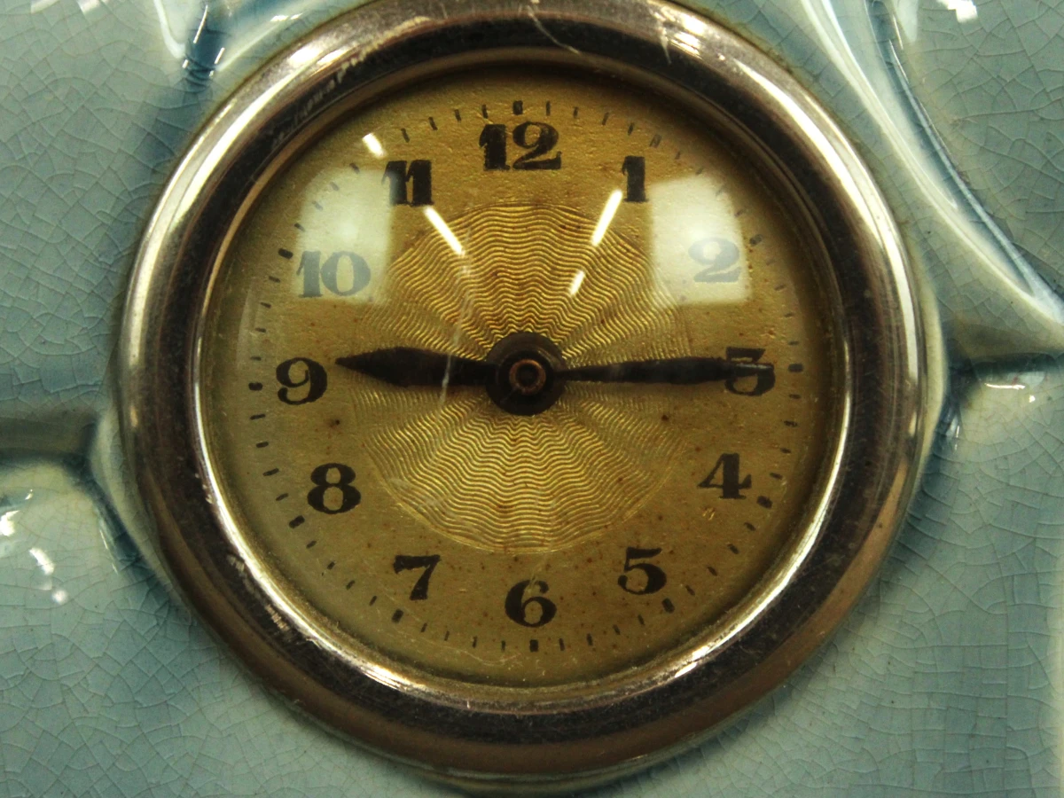 Esdève Sarreguemines France – vintage driedelig keramisch schouwgarnituur zeilschepen - art deco jaren '30 - foto 3