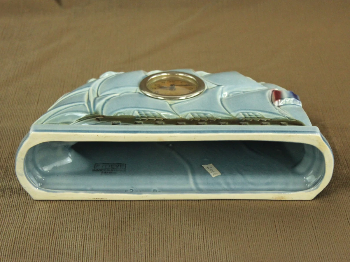 Esdève Sarreguemines France – vintage driedelig keramisch schouwgarnituur zeilschepen - art deco jaren '30 - foto 10