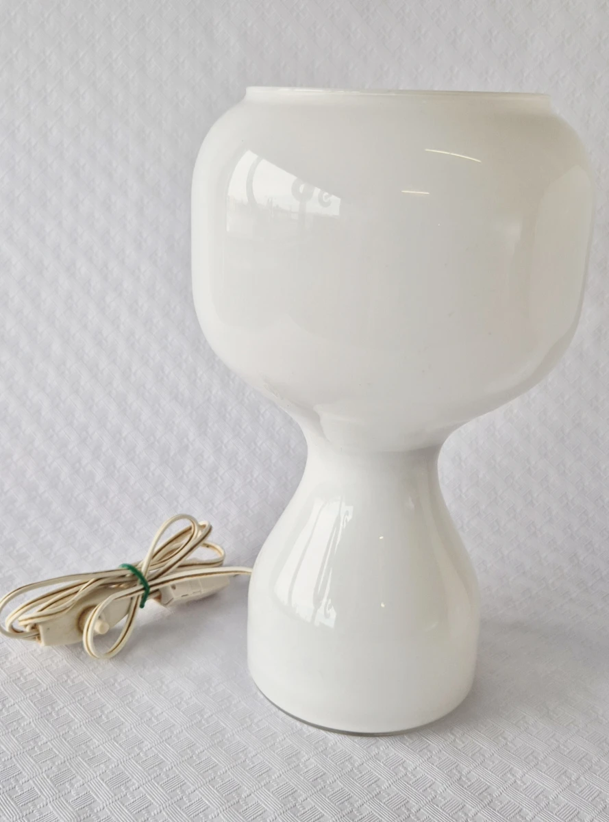 Set van 2 witte glazen tafellampen - foto 5