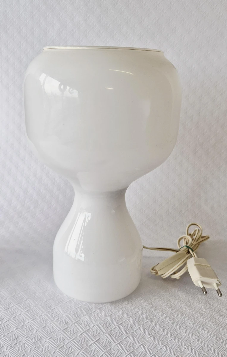 Set van 2 witte glazen tafellampen - foto 4