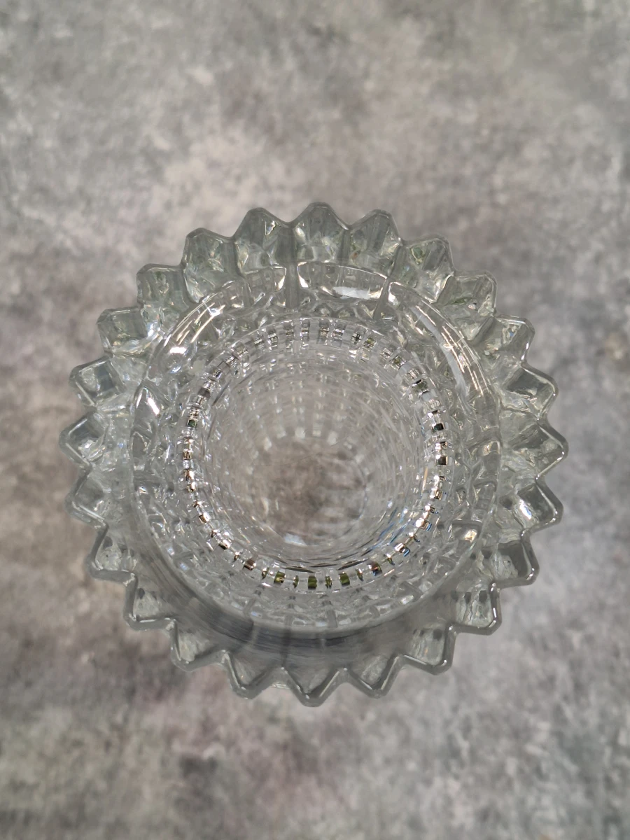 Vintage Bohemia Crystal vaas met geometrisch relief - foto 3