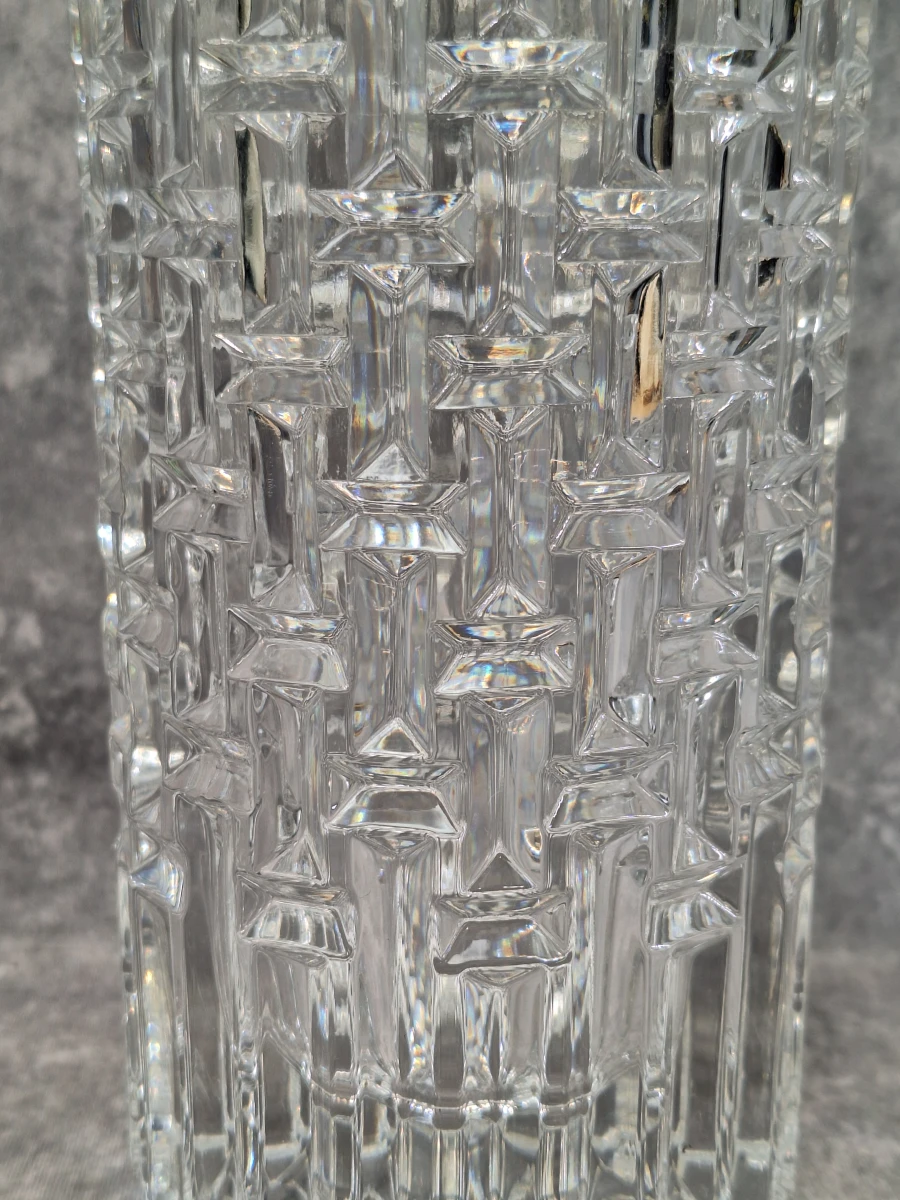 Vintage Bohemia Crystal vaas met geometrisch relief - foto 4