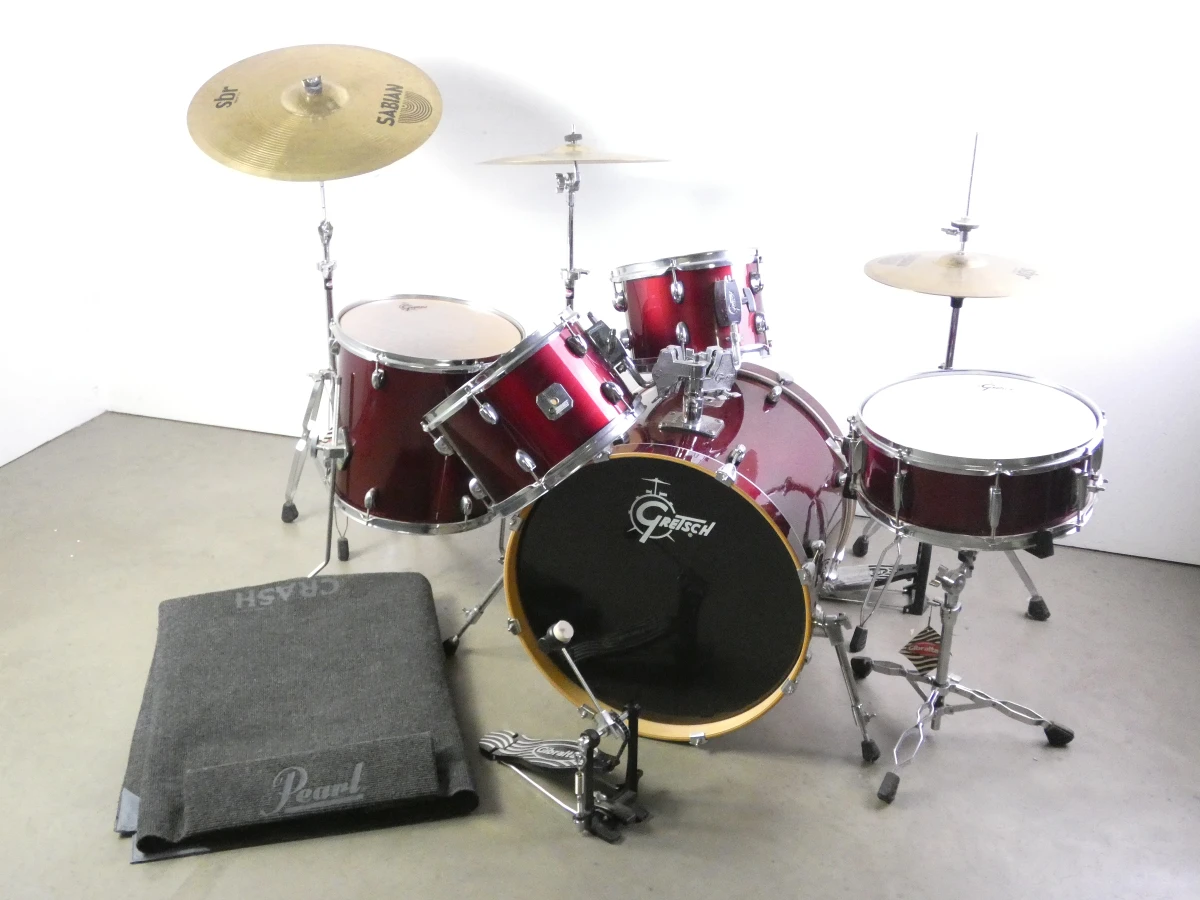 Gretsch drumstel met Sabian bekkens en accessoires - foto 4
