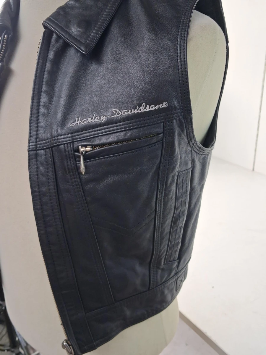 Zwart lederen motorvest : Harley Davidson - foto 4