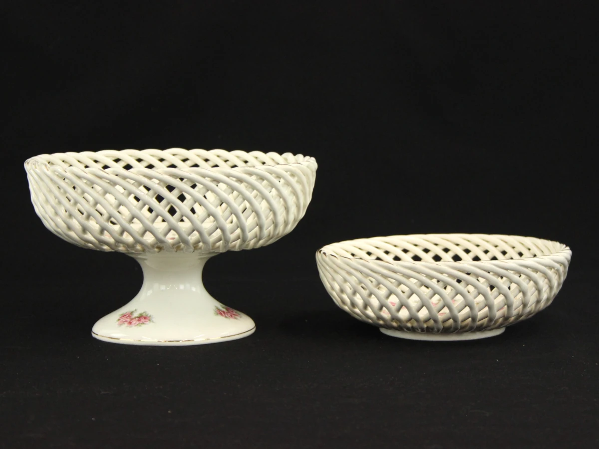 Max Rösler Rodach Art Deco keramische manden met roosdecor – set van 2 - foto 2