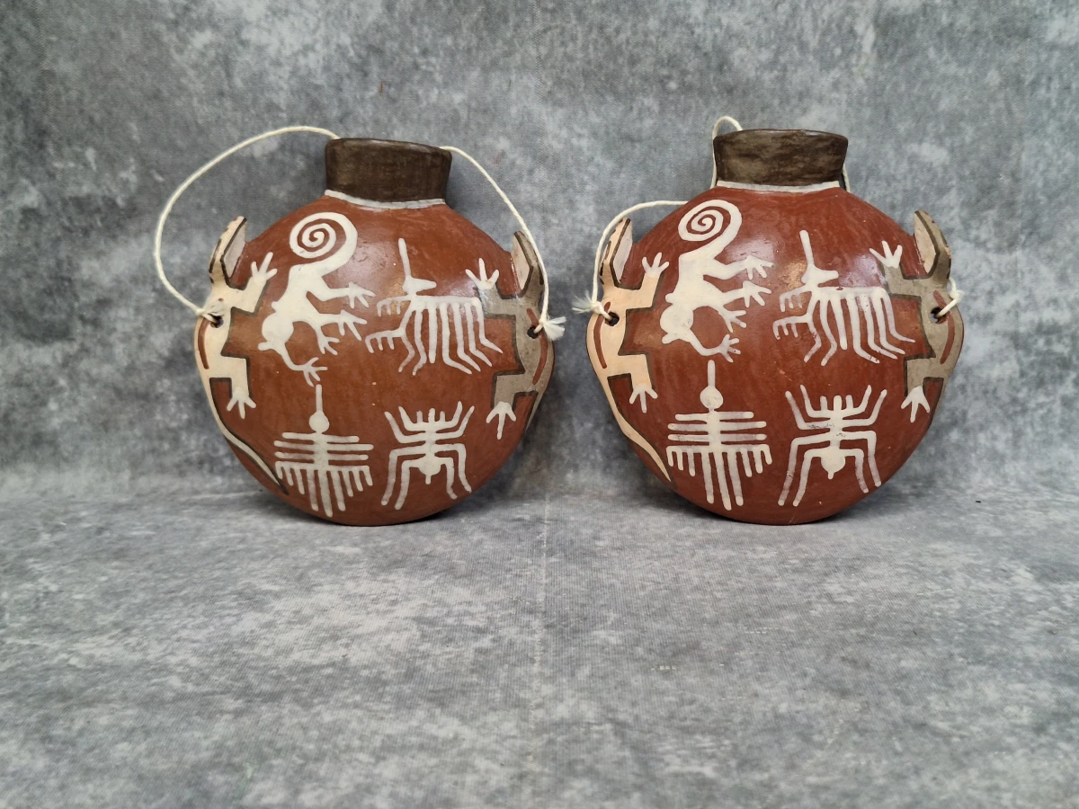Peruaanse Nazca-stijl decoratieve aardewerken miniatuur-kruikjes - foto 3