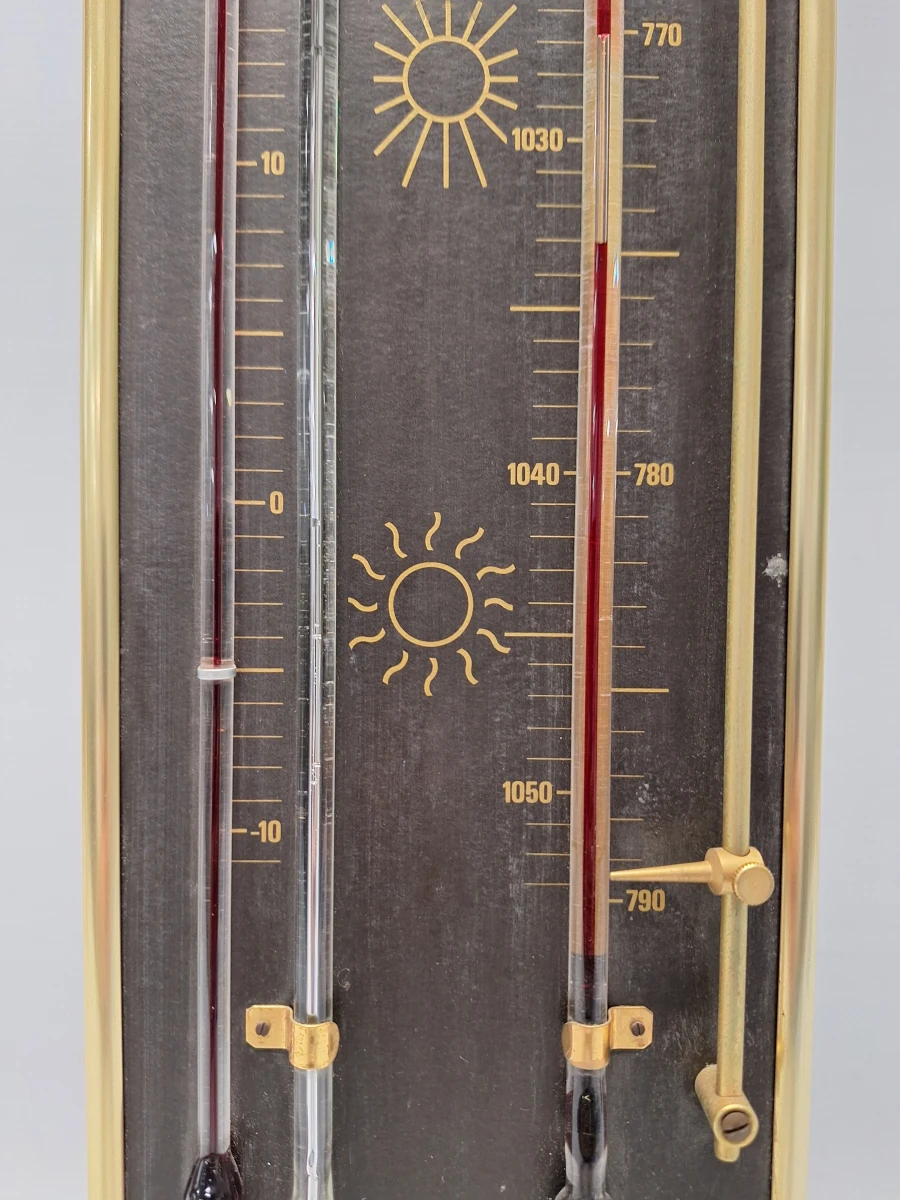 Vintage De Donder "Sebastiano" Kwikbarometer en Thermometer in Messing Frame - foto 2