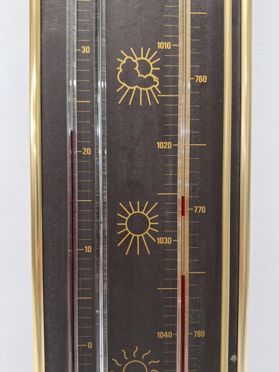 Vintage De Donder "Sebastiano" Kwikbarometer en Thermometer in Messing Frame - foto 3