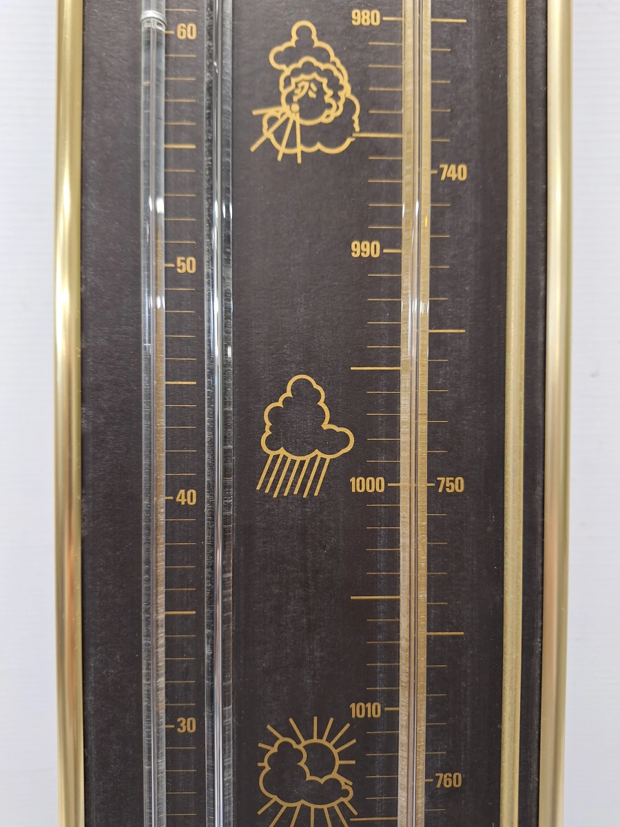Vintage De Donder "Sebastiano" Kwikbarometer en Thermometer in Messing Frame - foto 4