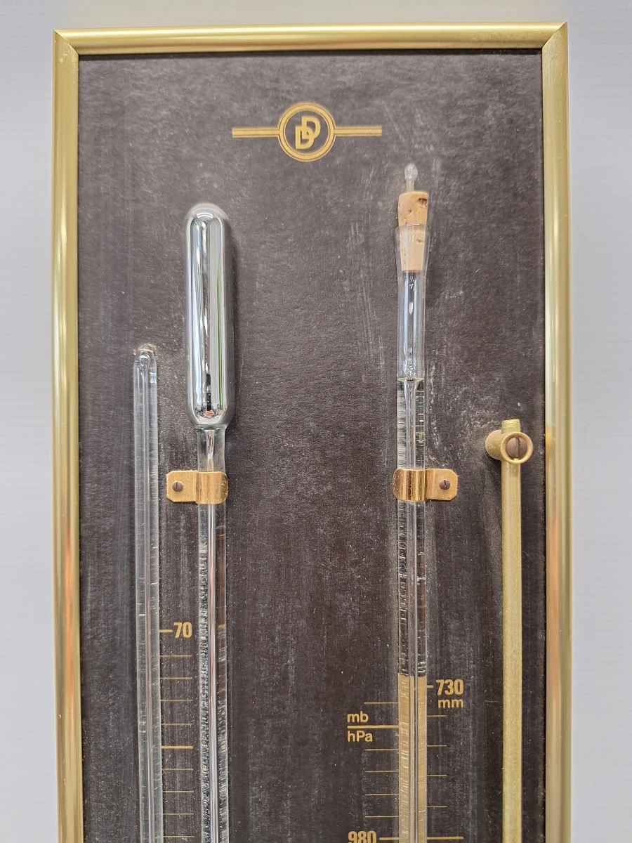 Vintage De Donder "Sebastiano" Kwikbarometer en Thermometer in Messing Frame - foto 5