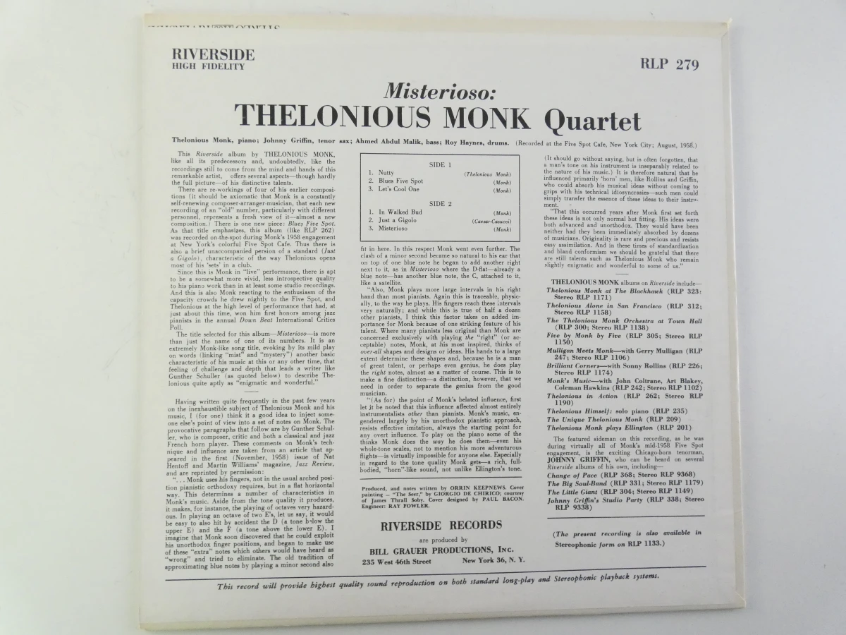 Thelonious Monk Quartet - Misterioso vinylplaat - foto 4