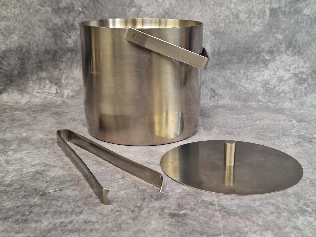 Mid-Century RVS ijsemmer set met dienblad - FUFAL - en tang - KARAmassif - foto 4