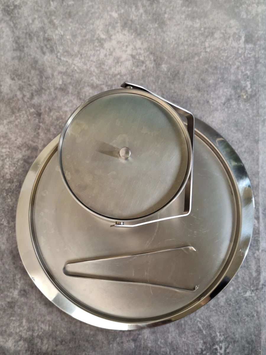 Mid-Century RVS ijsemmer set met dienblad - FUFAL - en tang - KARAmassif - foto 6