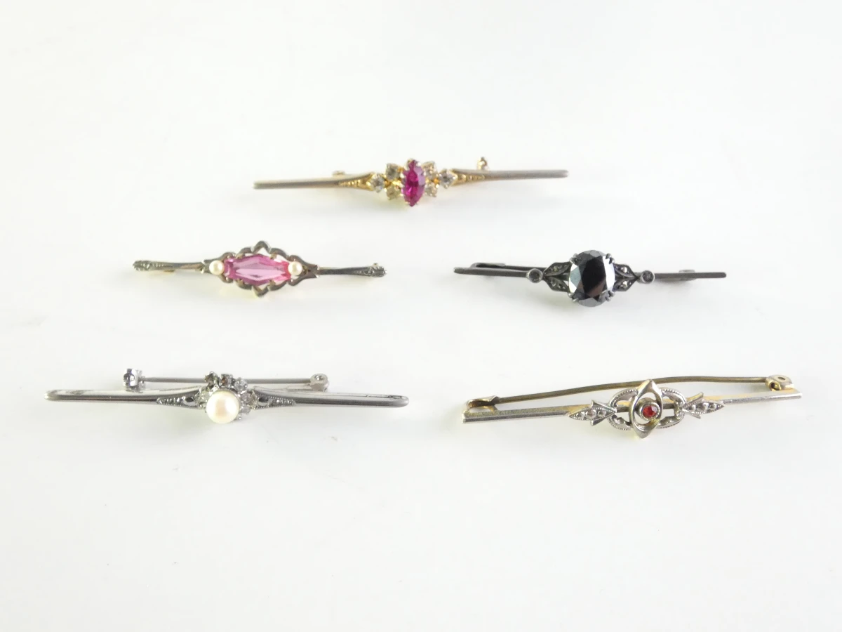 5 vintage broches met gekleurde steentjes - foto 5
