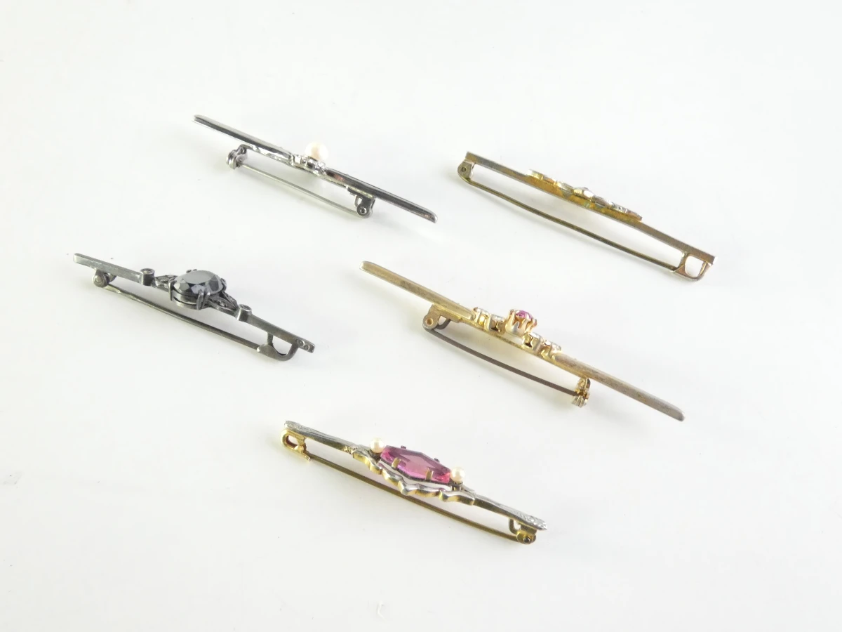 5 vintage broches met gekleurde steentjes - foto 6