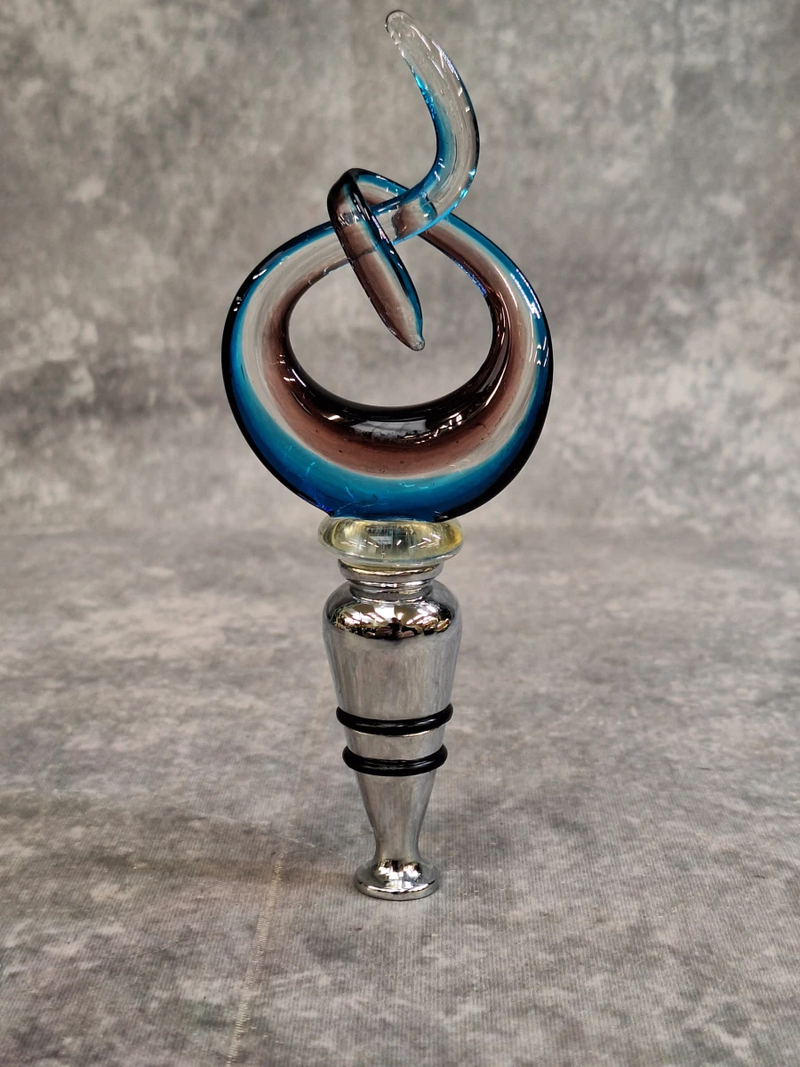 Set van 2 Luxe Glazen Wijnstoppers in Doos - Murano Stijl / Opale Design Flessenstoppers - foto 7