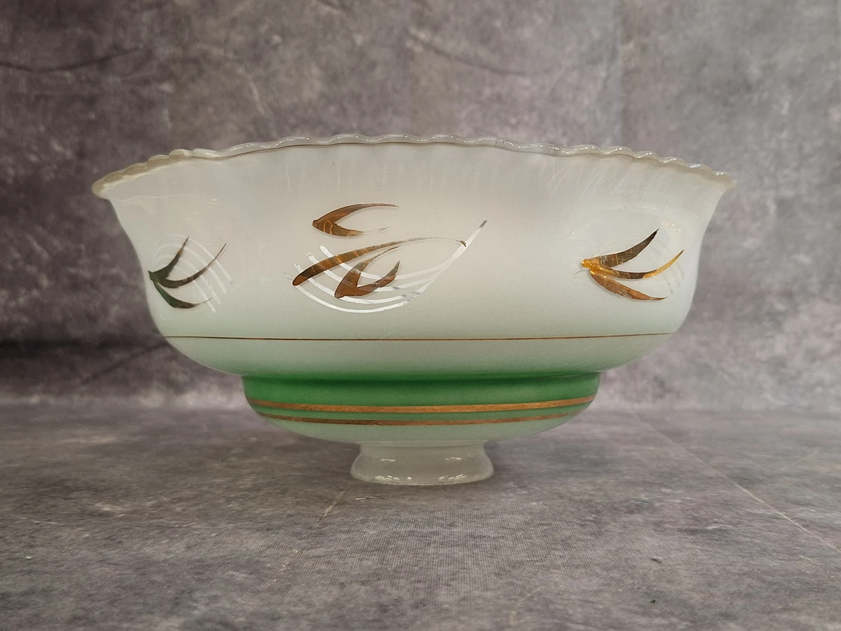 Set van 3 opaline glazen lampenkappen met gouden korenaar-decor - foto 11