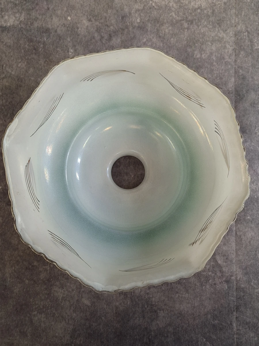 Set van 3 opaline glazen lampenkappen met gouden korenaar-decor - foto 9