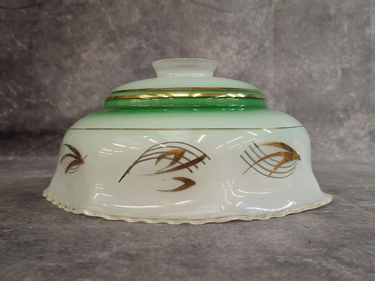 Set van 3 opaline glazen lampenkappen met gouden korenaar-decor - foto 10