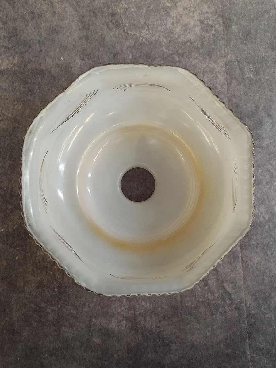 Set van 3 opaline glazen lampenkappen met gouden korenaar-decor - foto 6