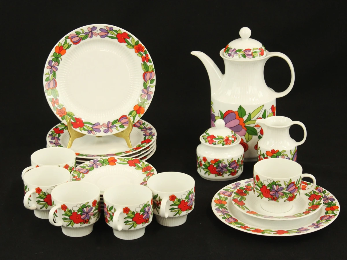 Vintage Kaiser 21-delig koffieservies met bloemmotief - foto 2