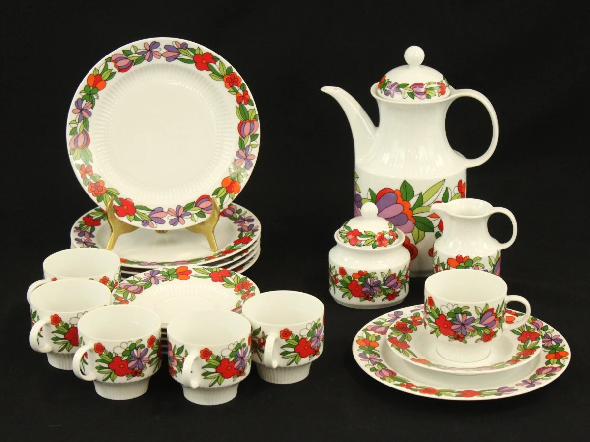 Vintage Kaiser 21-delig koffieservies met bloemmotief - foto 3
