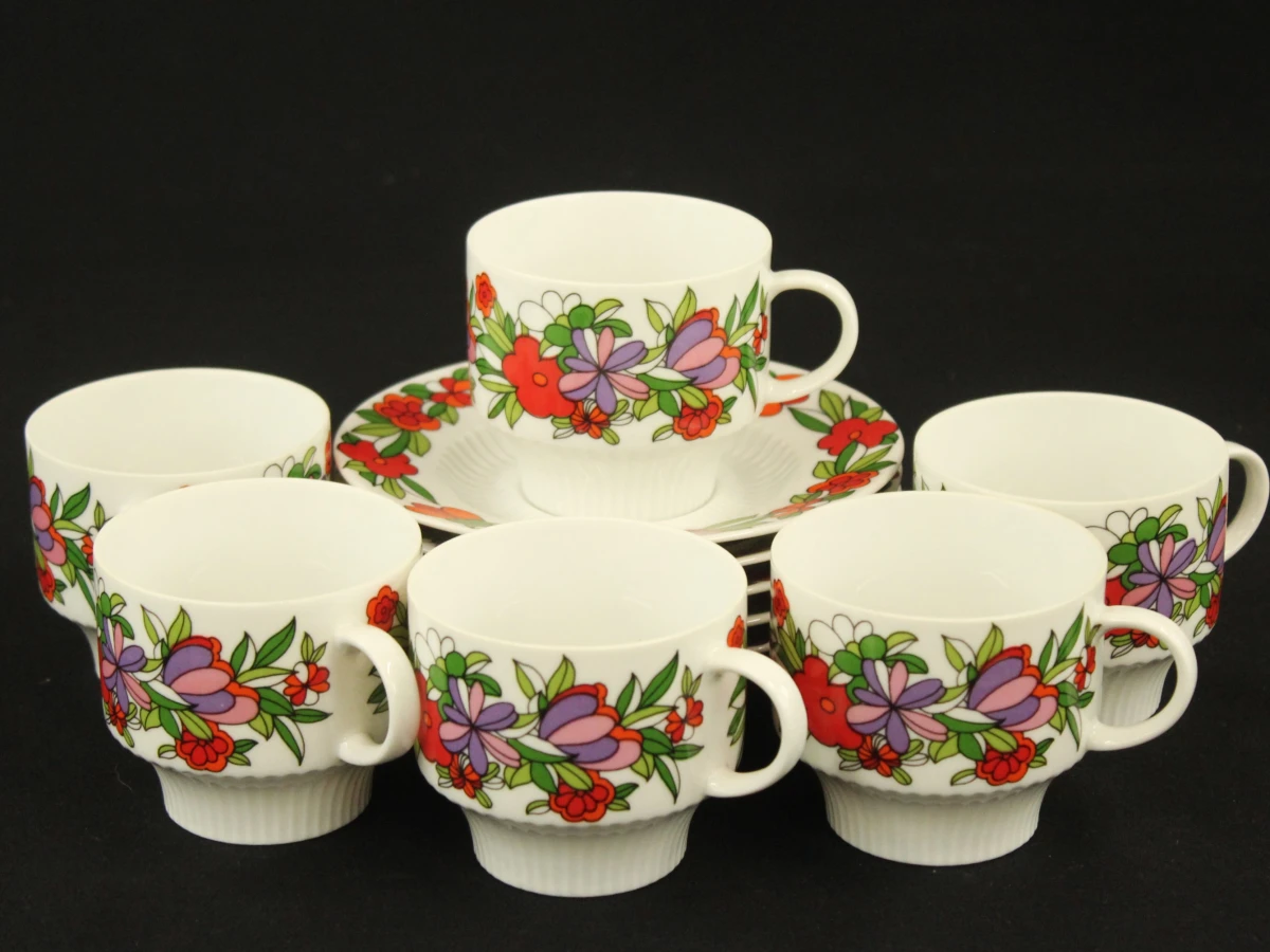 Vintage Kaiser 21-delig koffieservies met bloemmotief - foto 7