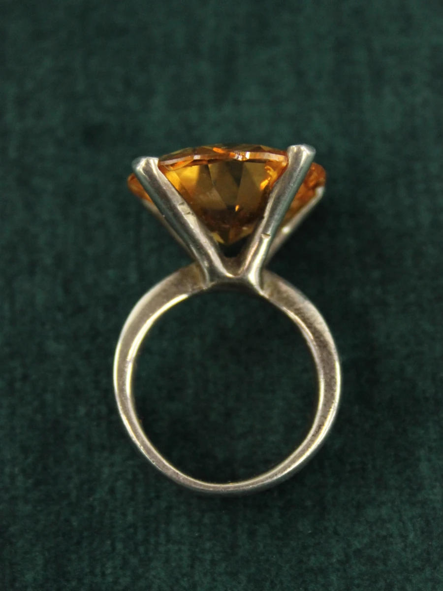 Sterling zilveren ring met grote oranje steen - foto 2