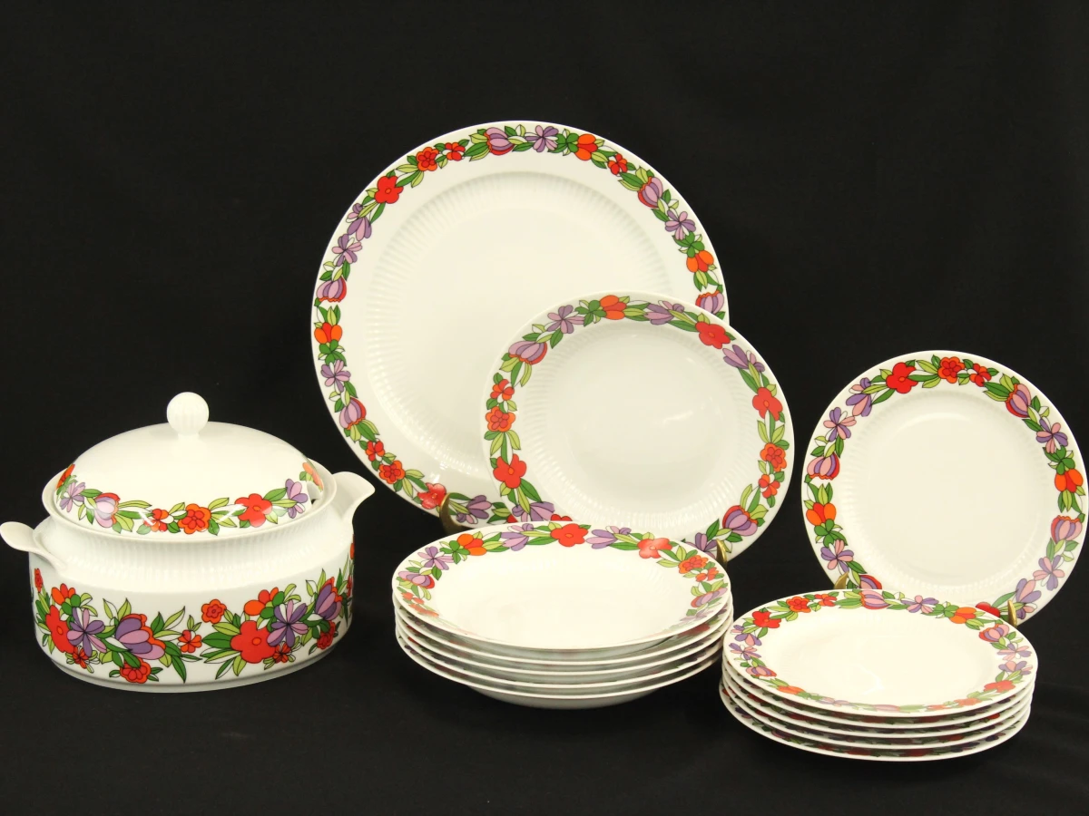 Vintage Kaiser14-delig soepservies met bloemmotief - foto 2