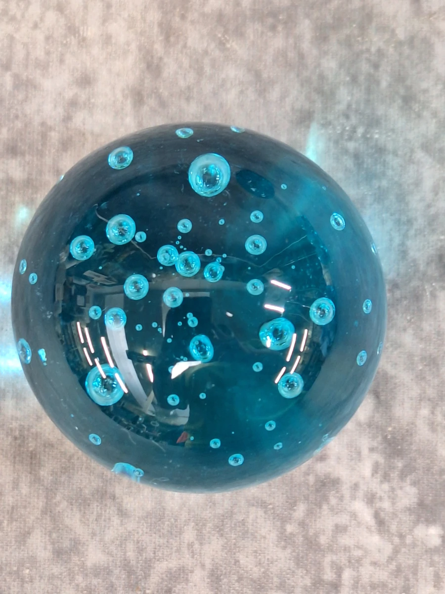 Set van 6 decoratieve turquoise glazen bollen met luchtbellen - foto 7