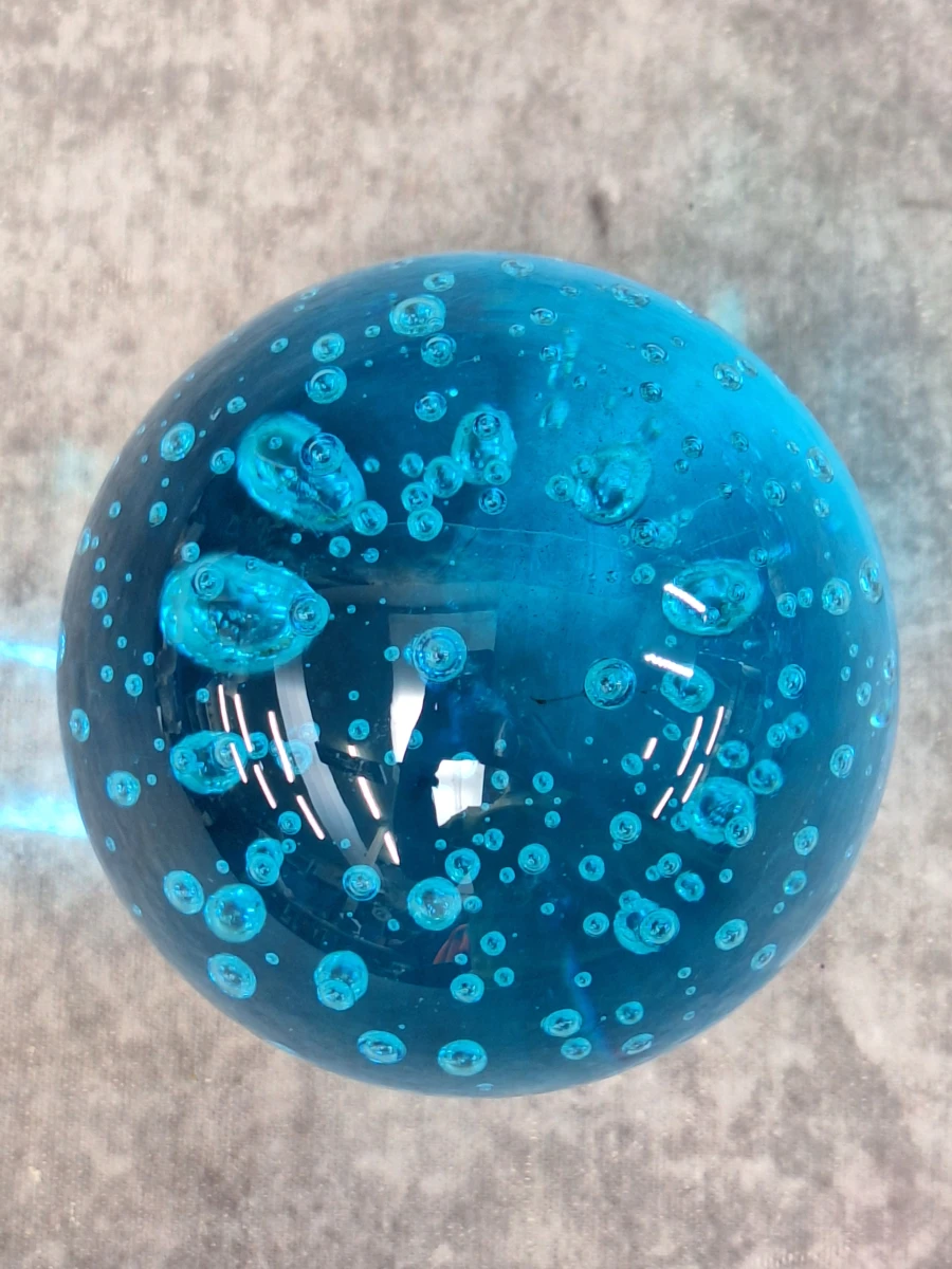 Set van 6 decoratieve turquoise glazen bollen met luchtbellen - foto 6