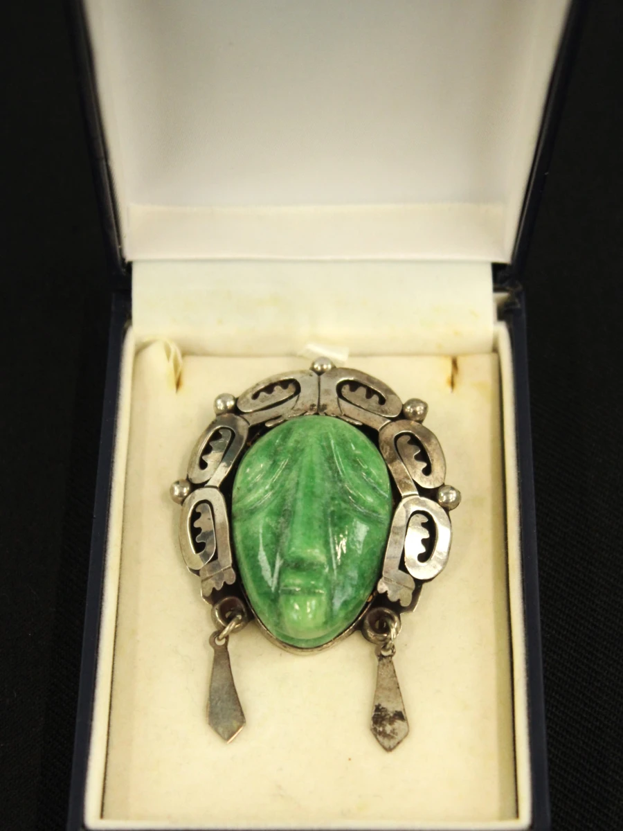 Taxco sterling zilveren broche/hanger met masker - foto 3