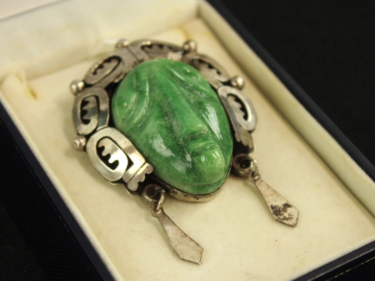 Taxco sterling zilveren broche/hanger met masker - foto 4