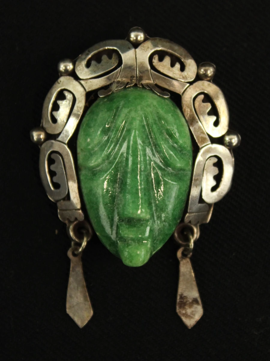 Taxco sterling zilveren broche/hanger met masker - foto 2
