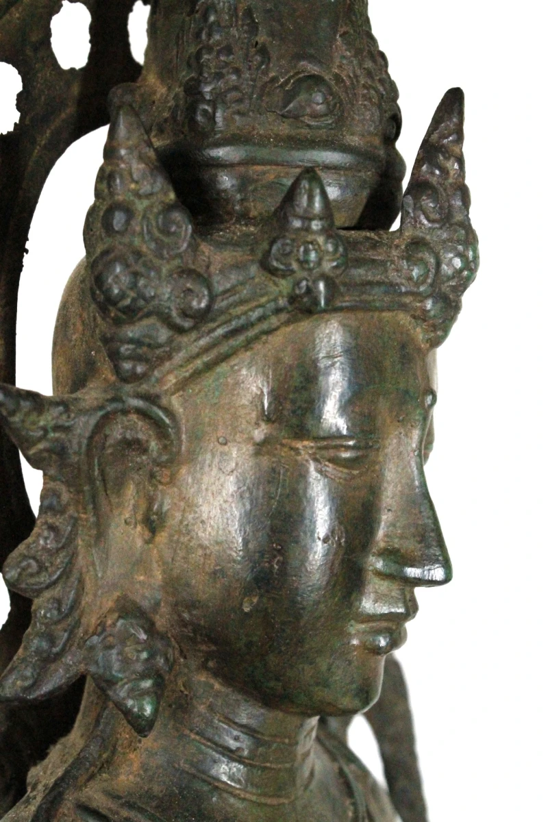 Gepatineerd Bronzen Oosters Beeld - foto 9