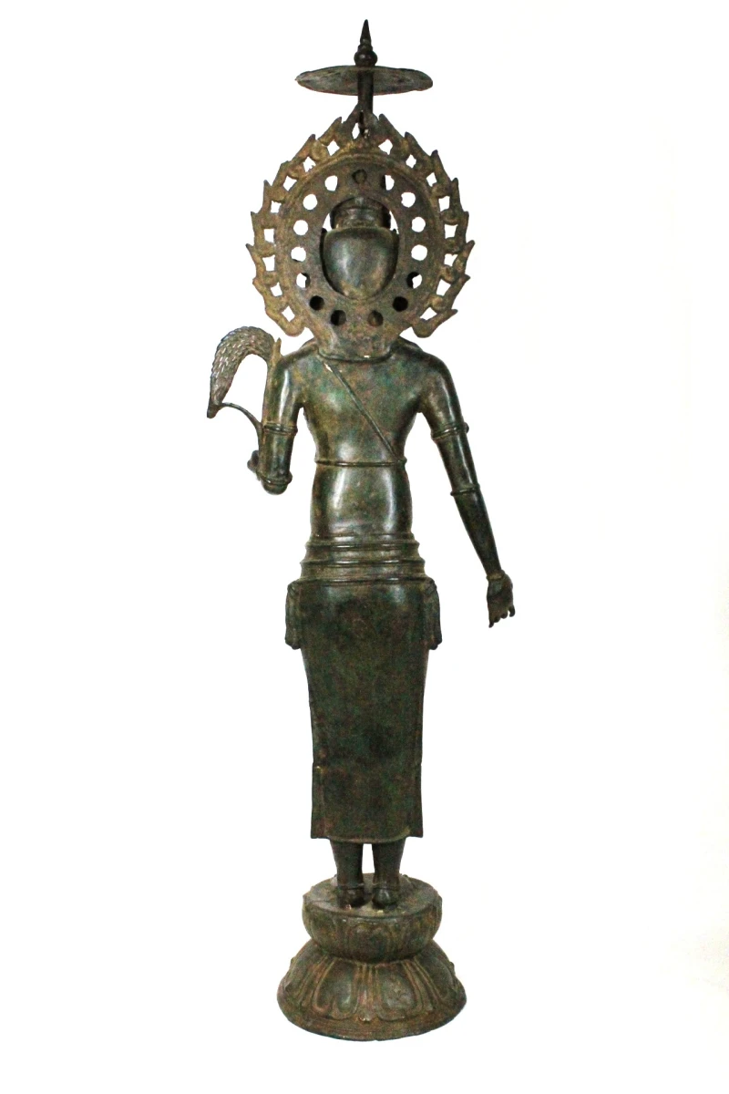 Gepatineerd Bronzen Oosters Beeld - foto 2