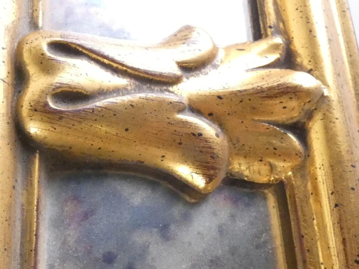 Art Nouveau spiegel met goudkleurige lijst en facetgeslepen randen - foto 6