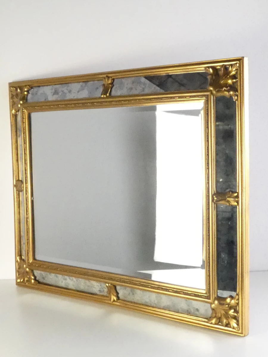 Art Nouveau spiegel met goudkleurige lijst en facetgeslepen randen - foto 10