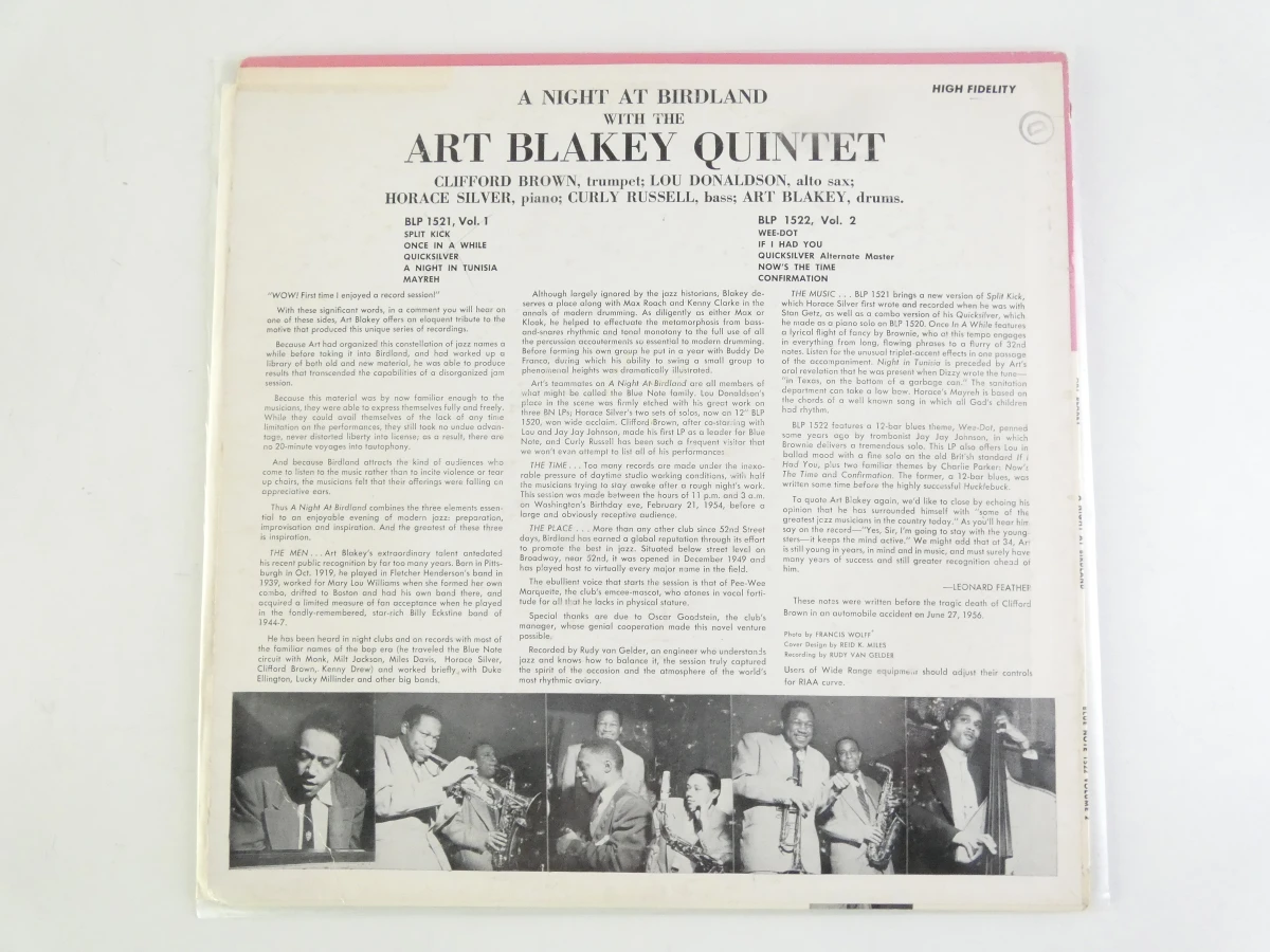 Vinyl LP A Night at Birdland - Art Blakey Quintet - foto 2