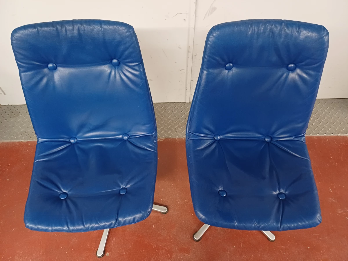 2 vintage blauwe designstoelen - foto 5