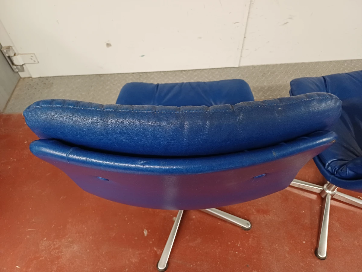 2 vintage blauwe designstoelen - foto 18