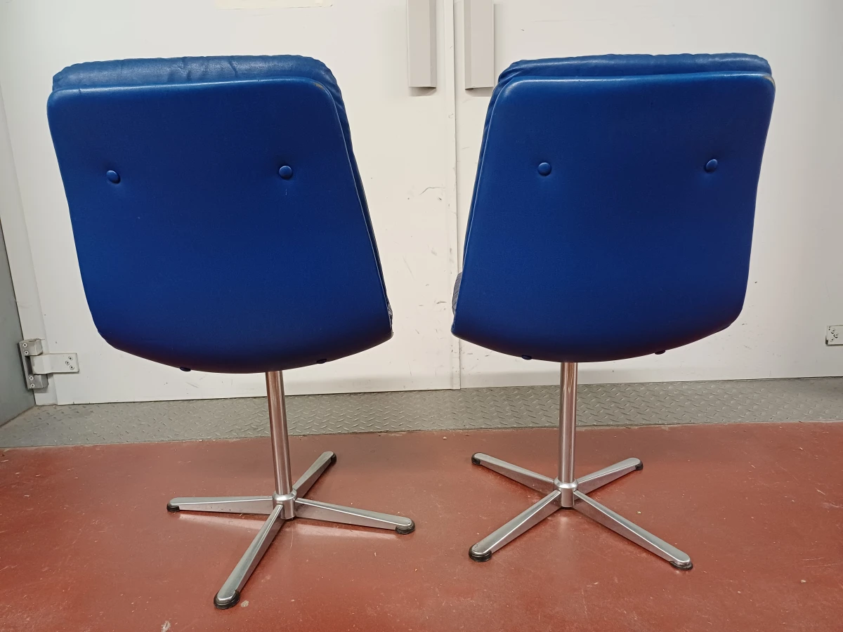 2 vintage blauwe designstoelen - foto 3