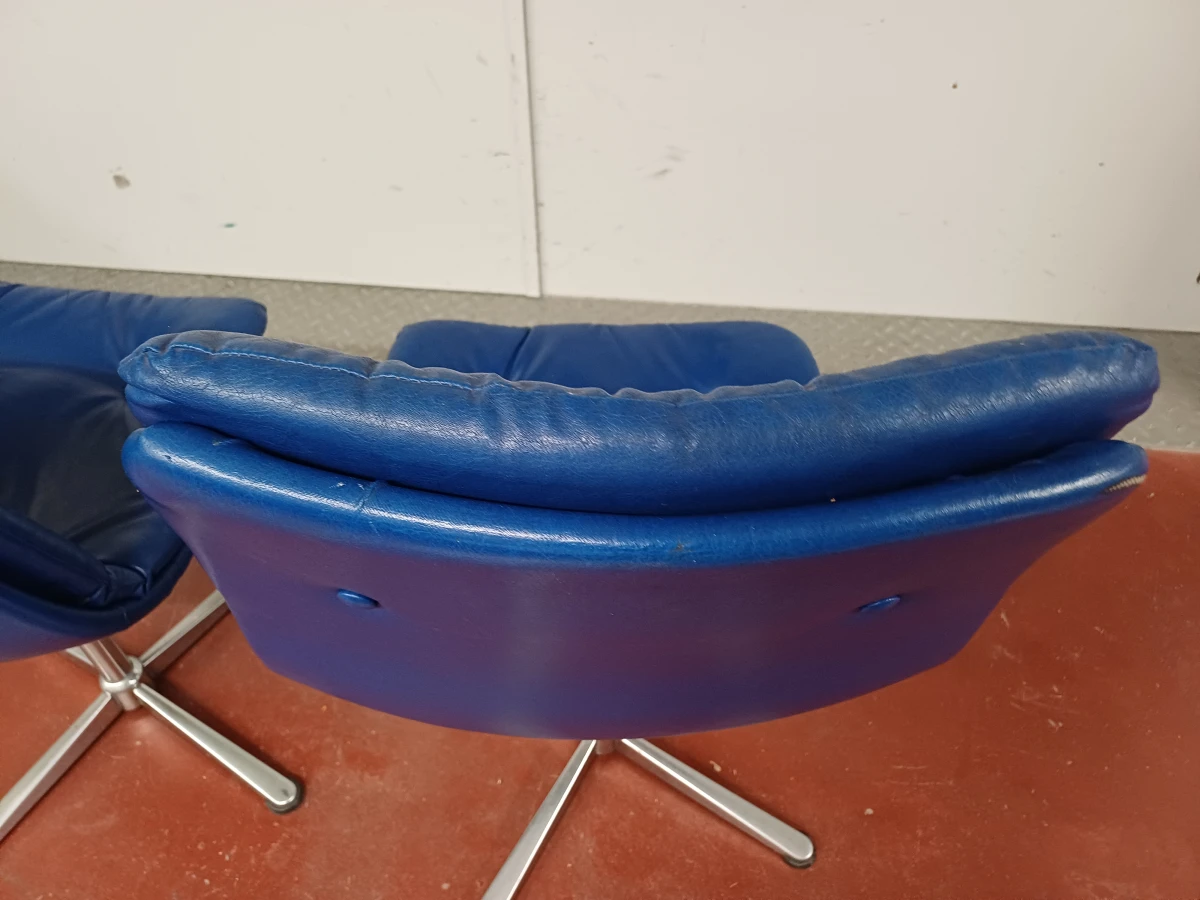 2 vintage blauwe designstoelen - foto 17