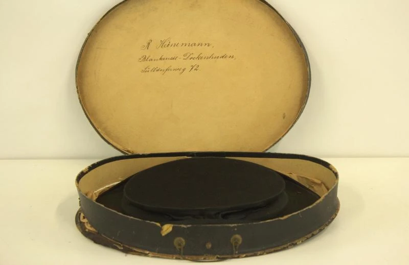 Antieke klaphoed / chapeau claque - opvouwbare hoge hoed - ca. 1900 met originele doos - foto 13