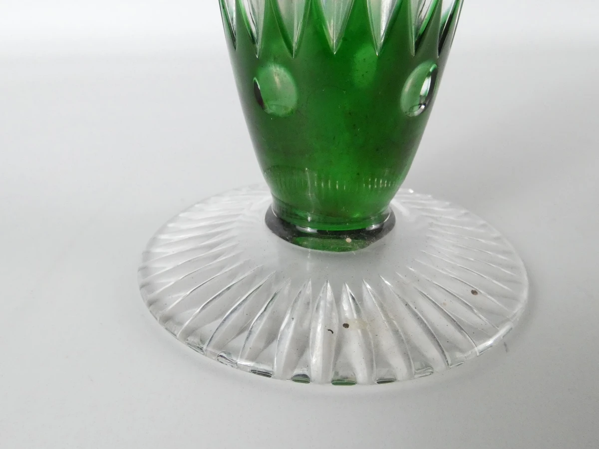 Vintage Bohemia Jihlava Vaas met Roze Kristallen Pique-Fleurs - foto 5