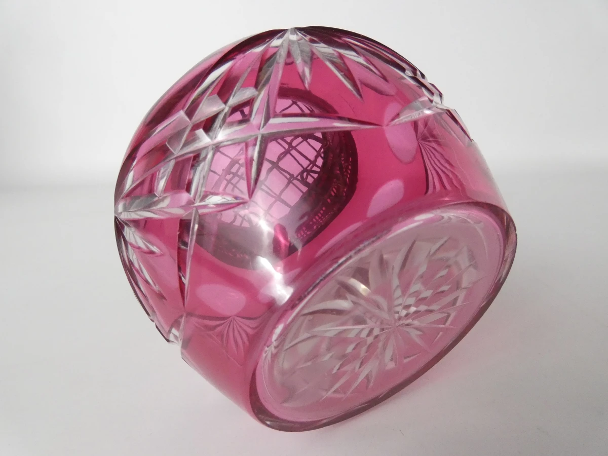 Vintage Bohemia Jihlava Vaas met Roze Kristallen Pique-Fleurs - foto 11