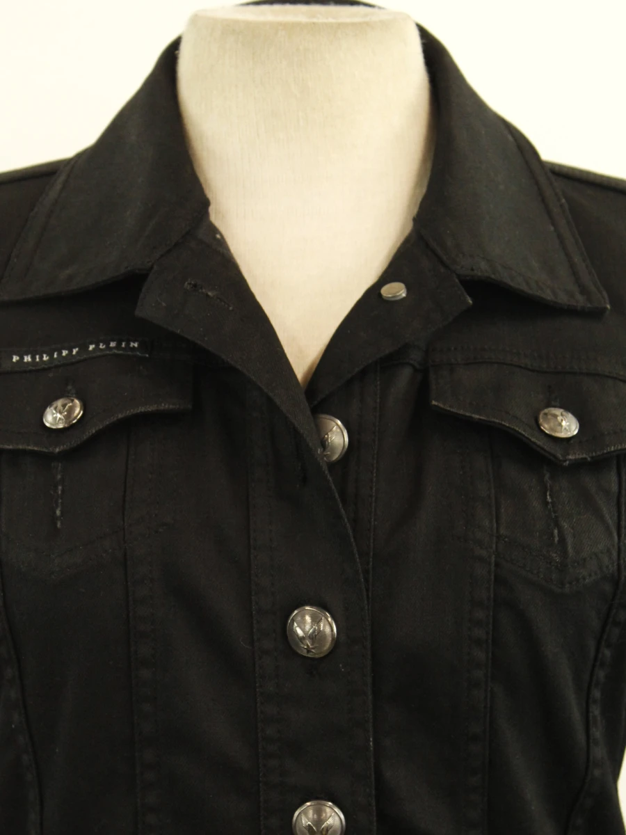 Philipp Plein Couture zwarte jeansvest - Crystal Skull - foto 4