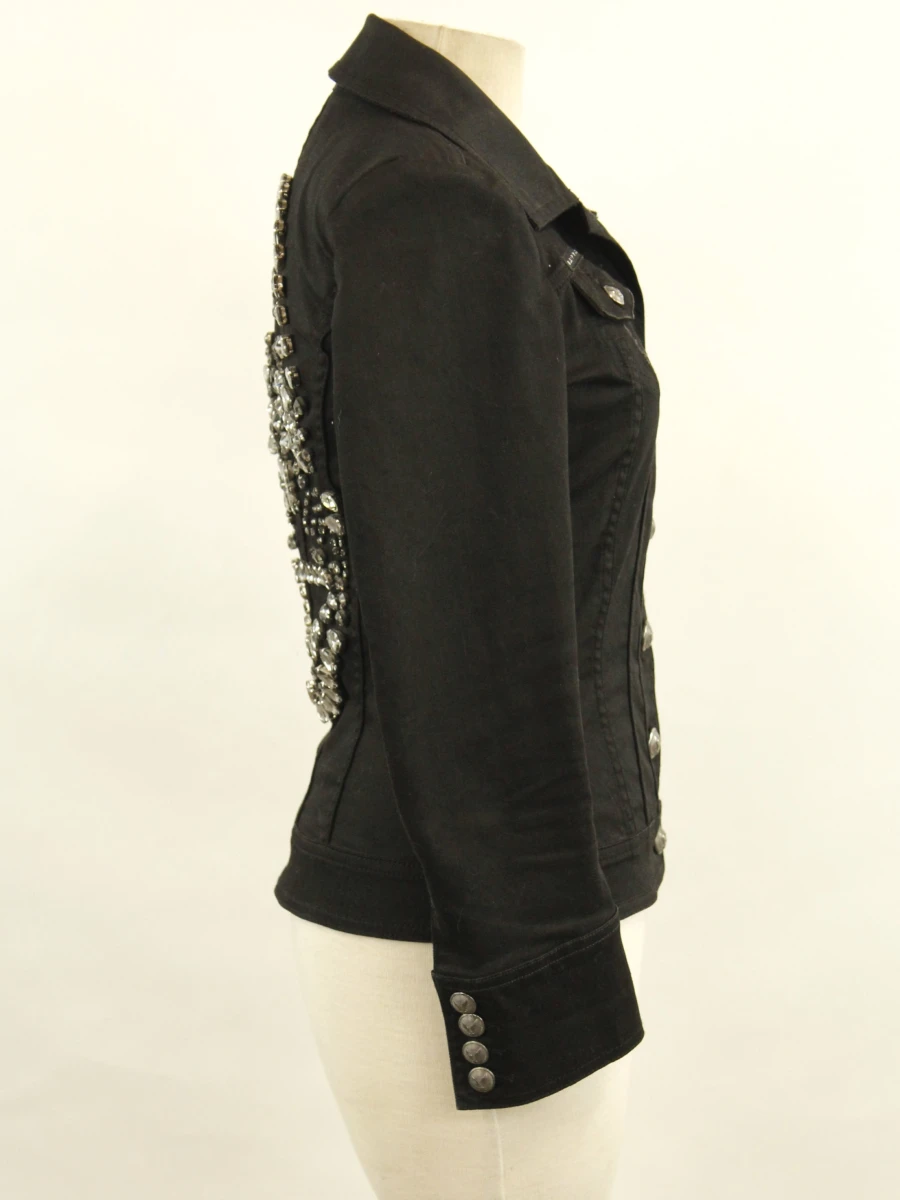 Philipp Plein Couture zwarte jeansvest - Crystal Skull - foto 7